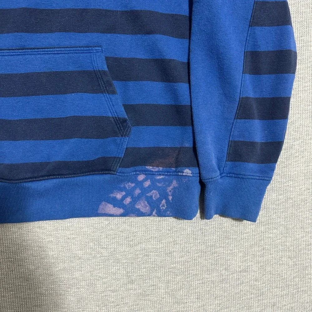 Hurley Boys Youth Size XL 13-15Y Blue Striped Henley Pullover Hoodie Sweatshirt